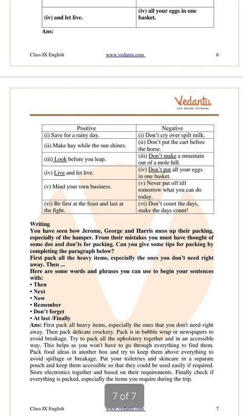 can you please send me the answer of this story chapter 9 packing for ...