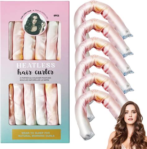 Amazon.com : JINNEISYS Heatless Hair Curler, 6PCS Satin Heatless Hair ...
