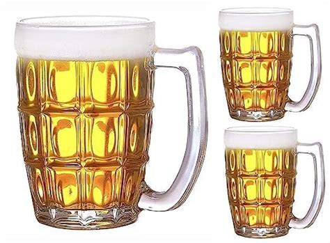 Buy MSM Shop Glass Beer Mug | 400ml Transparent Glass Set with Handle ...
