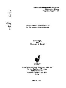 Farmer's fertilizer practices in the semi-arid tropics of India - OAR ...
