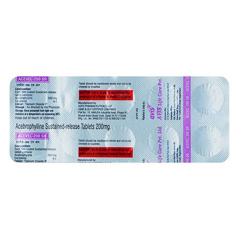 Acevel-200 mg SR Tablet 10's Price, Uses, Side Effects, Composition ...