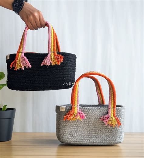 Set of 2 Boho Baskets - Black & Grey – JASMEY HOMES