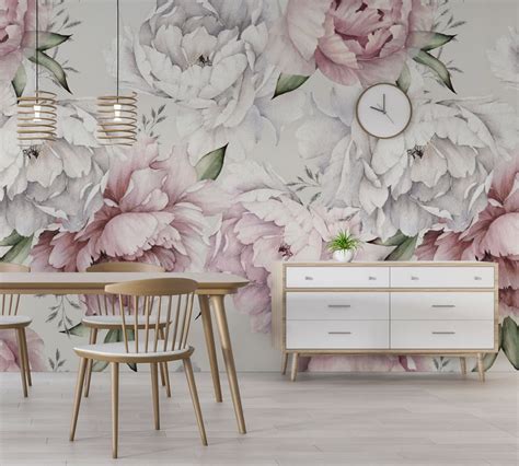 Big Floral WALLPAPER Floral Wall Mural Removable Wall Paper - Etsy