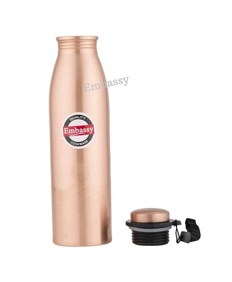 Embassy Premium Copper Water Bottle, Plain, 600 ml, Pack of 2 - Leak-P ...