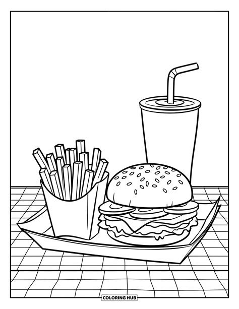 55+ Burger Coloring Pages for Kids and Adults (Free Printable PDFs)