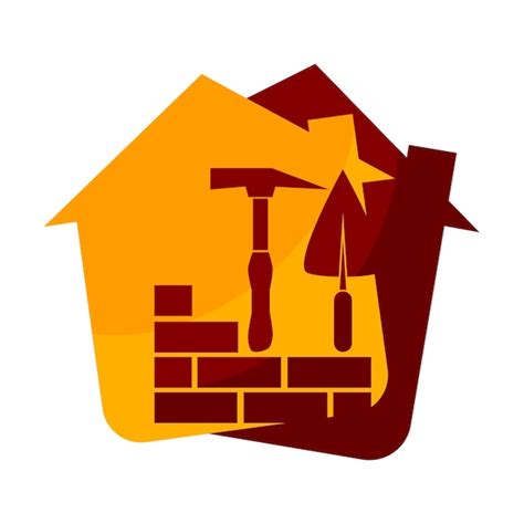 Hammer trowel and bricks symbol for construction | Premium Vector