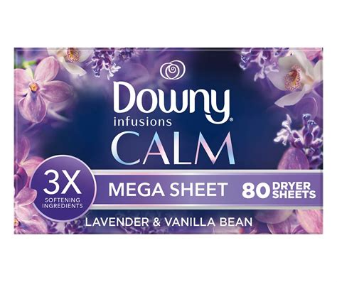 Downy Infusions Calm Lavender & Vanilla Bean Mega Dryer Sheets, 80 ...