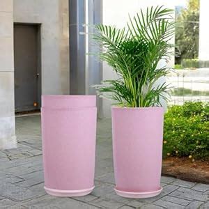 Go Hooked 18 Inch Tower Pots with Saucer Tray Planter - Lightweight ...
