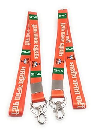 2 Pc bhartiya Janta Party Bjp Id Card Holder Fabric Lanyard Orange ...