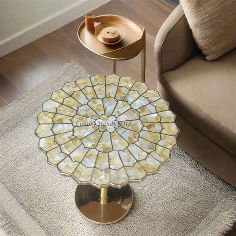 Yellow MOP Marigold Brass Accent Table – Luxury Handicrafts