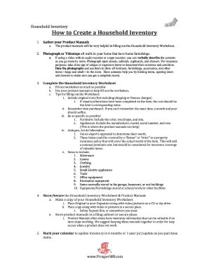 Fillable Online Household Inventory How to Create a Household Inventory ...