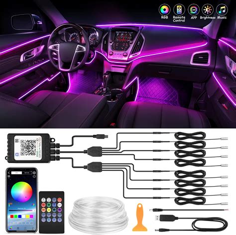 Amazon.com: MICTUNING Car LED Interior Strip Light, 8 in 1 RGB ...