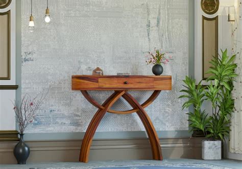 Buy Traya Console Table (Honey Finish) Online in India | UrbanWood