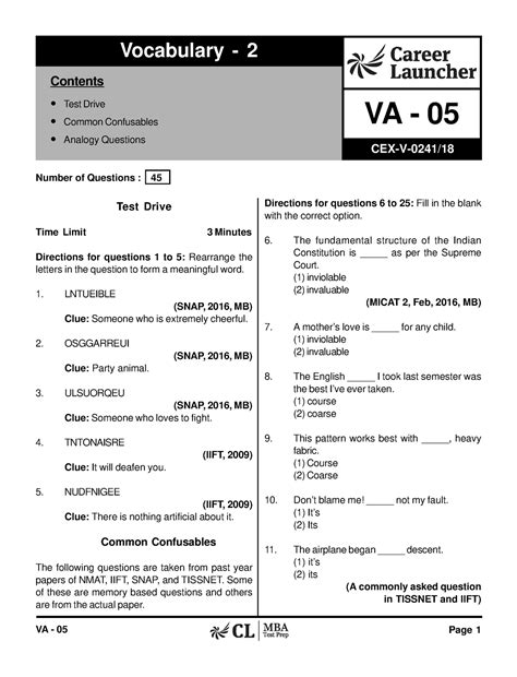 VA-05 Vocab 2 with Solutions - VA - 05 Page 1 Vocabulary - 2 Contents ...