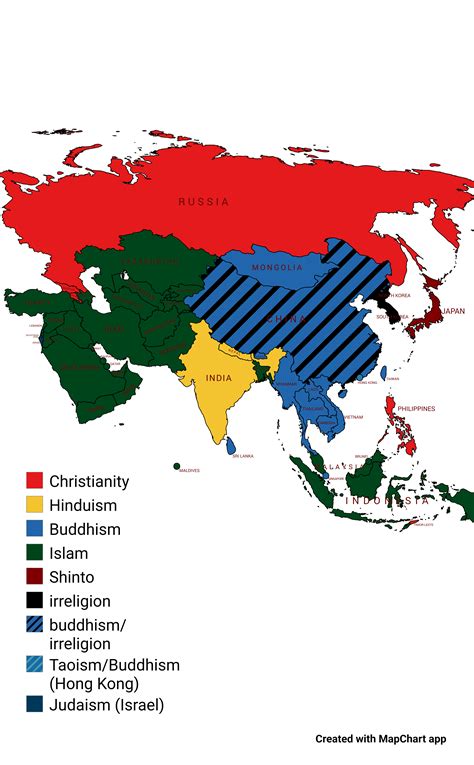 Map Of Religions In Asia