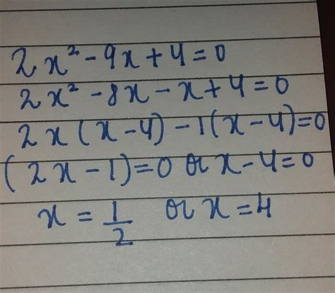 Solve by completing the square :2x2 – 9x +4= 0 - Brainly.in