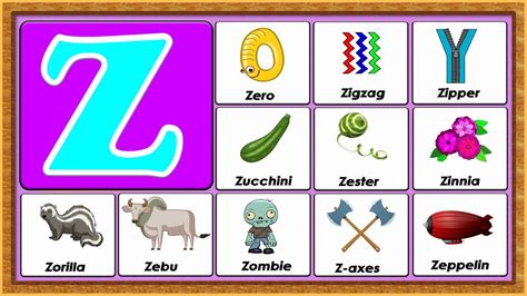 Words From Z | Vocabulary Words | Early Childhood Education | ABC ...