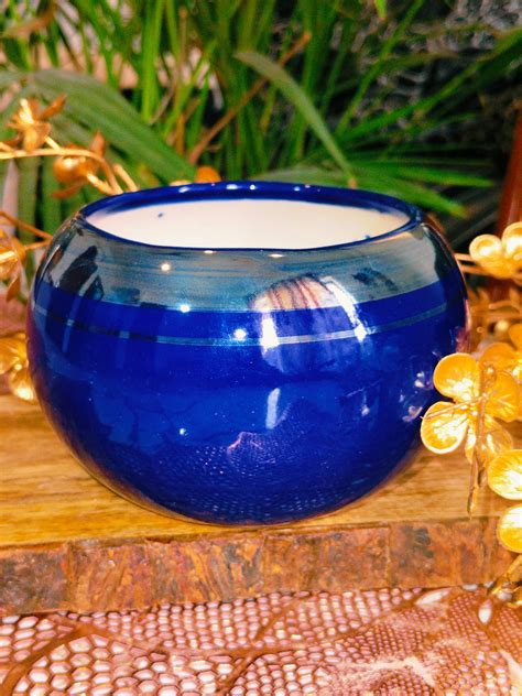 Blue Adge Ball Design Ceramic Pots Size 6 inch – Niyara