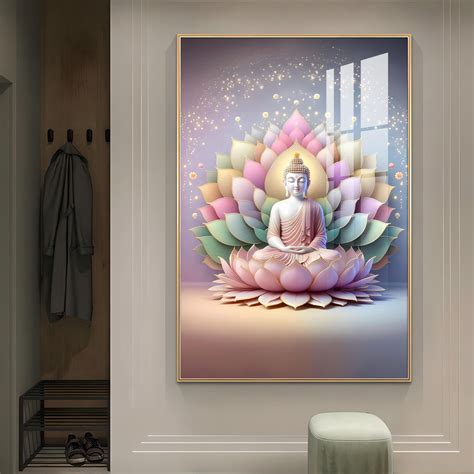Buy Pastel Buddha Canvas Glass Finish Vertical Wall Art Online @ Best ...