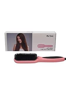 Alan Truman Hot Brush Hair Straightener with Temperature Control ...
