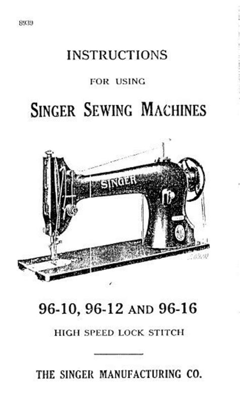 SINGER 96-10 96-12 96-16 Instructions Sewing Machine 11 Pages in ...