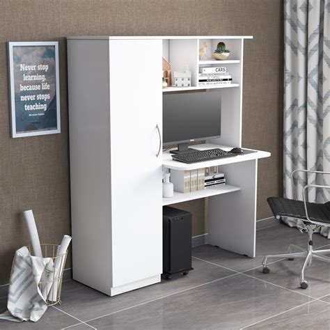 Woodbuzz | Fusion Study Table with Storage Cabinet | Beige Teak and ...