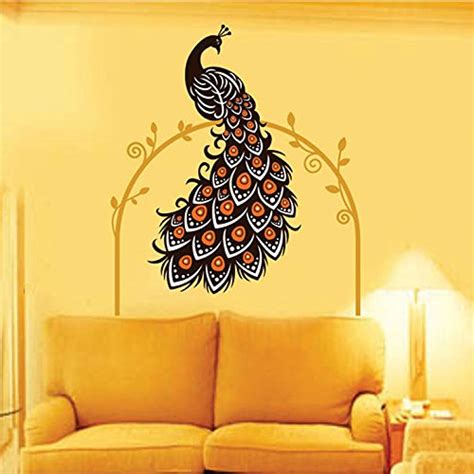 Decals Design 'Beautiful Peacock on Vine' Wall Sticker (PVC Vinyl, 90 ...
