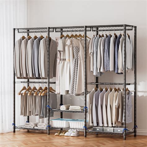 Wuzstar 2 Tier Clothes Rack,Adjustable Free-Standing Clothes Hanger ...