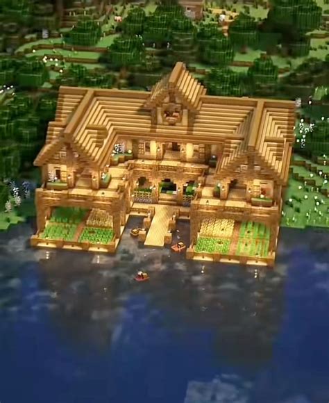 Minecraft lake house (credit frimousso) in 2025 | Minecraft house ...