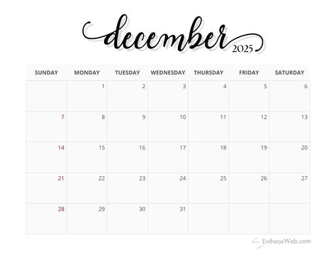 Printable 2025 Monthly Calendar – Black and White | EntheosWeb