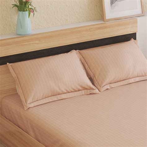 Buy Campbell Sateen Cotton 210TC Striped 3Pcs Super King Bedsheet Set ...