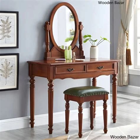Traditional Dressing Table Stool Set Wooden Vanity Dressing Table for