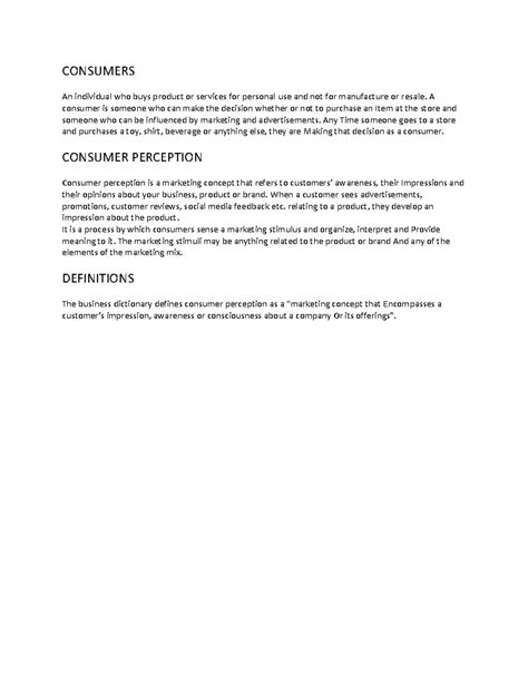Meaning and definition of consumer - CONSUMERS An individual who buys ...