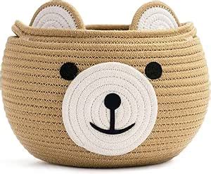 SJ CREATION World Cute Bear Round Basket - Cotton Rope Baskets in ...
