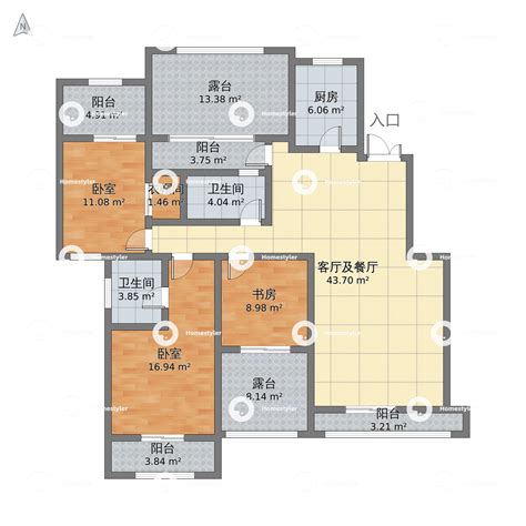 内蒙古省赤峰市红山区 房聚云台府3室2厅2卫 177m²-v2户型图 - 小区户型图 -躺平设计家