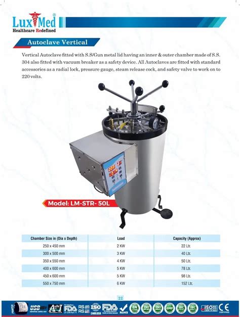 Autoclaves - Fully Automatic Autoclave - 100Ltr, Dia-450mm x Depth ...
