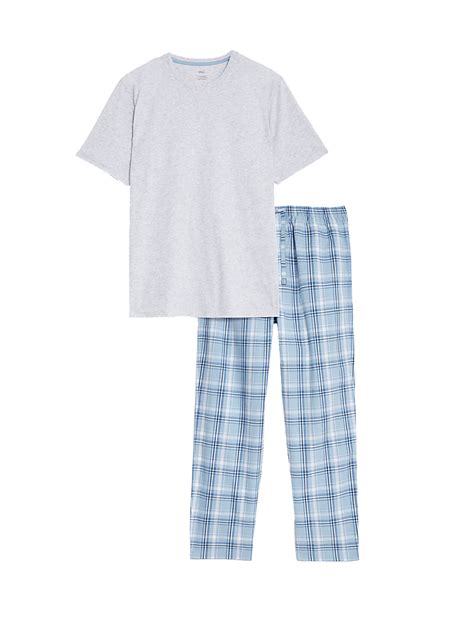 Buy Pure Cotton Checked Pyjama Set at Marks & Spencer