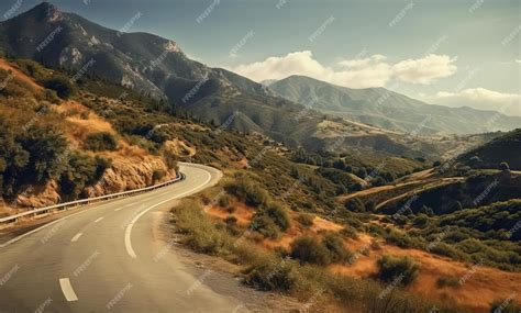 Premium Photo | A country road running through the mountains in the ...