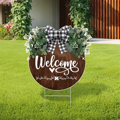 Amazon.com : Welcome Yard Sign for Farmhouse Decor 19'' x 18'' Large ...