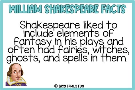 75 Facts About William Shakespeare [Plus Free Fact Cards] - Easy Family ...