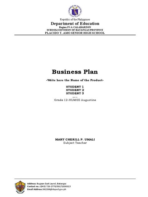 Business Plan Sample PDF 的图像结果