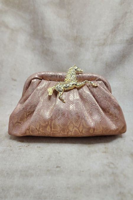 Buy Pink Embellished Animal Textured Pouchette Bag by ADWITA BAGS ...