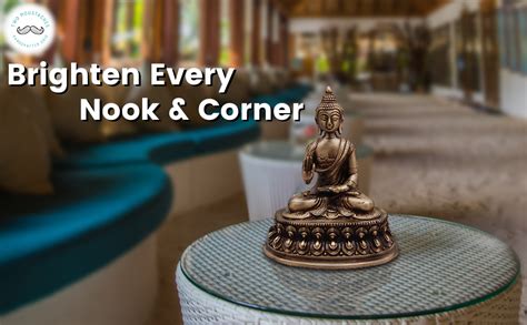 Buy Two Moustaches Brass Budda Meditation Showpiece, Standard, Antique ...