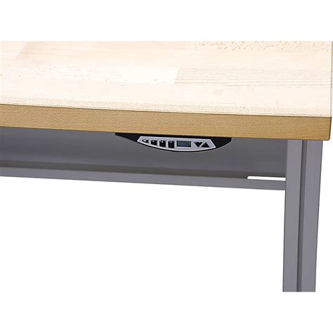 Electrically height adjustable workbench – ANKE: worktop depth 800 mm ...