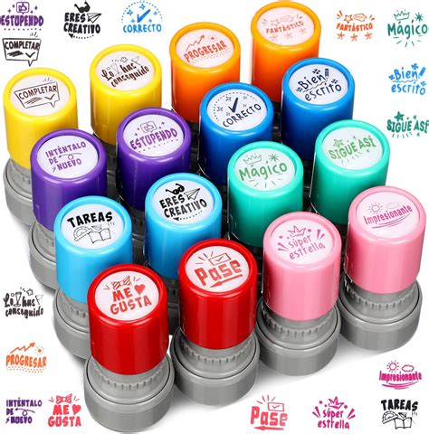 Amazon.com : Qilery 8 Pcs Teacher Stamp Spanish Teacher Grading Stamp ...