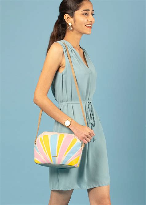 Get Scallops Feathers Printed Beige Cross-Body at ₹ 1499 | LBB Shop