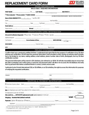Scuba Schools International Replacement Card Form 2017-2026 - Fill and ...