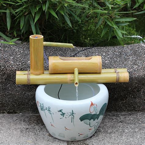 竹子流水器竹筒水缸过滤器养鱼缸自动太阳能水循环系统摆件不插电-Taobao
