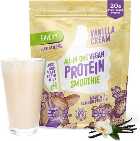 Amazon.com: FlavCity All-in-One Vegan Protein Powder Smoothie, Vanilla ...