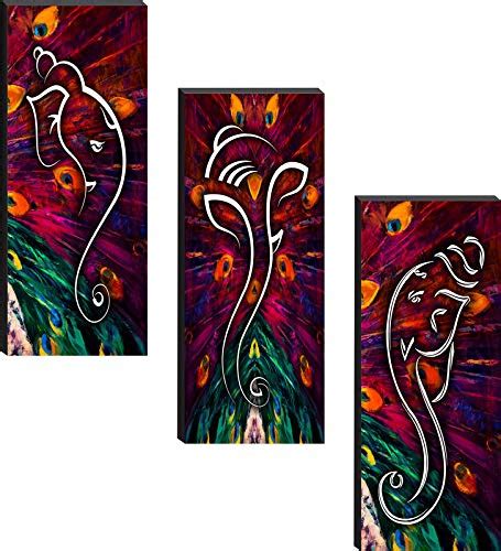SAF Set of 3 Ganesha 6MM MDF UV Textured Painting 18 Inch X 15 Inch ...